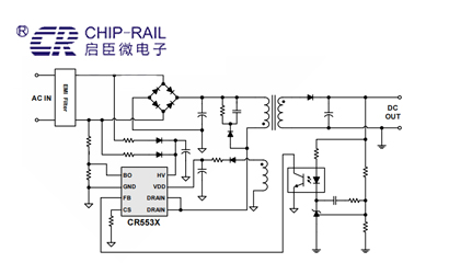 启达启臣微CR5534采用700V高压启动集成600V高压MOS副边功率开关电源芯片